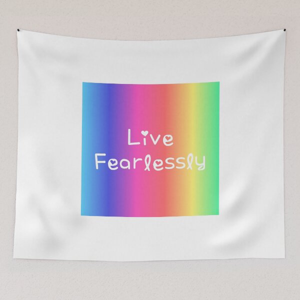 Item preview, Live Fearlessly Rainbow Gradient Square Hippie Text designed and sold by everything4eva.
