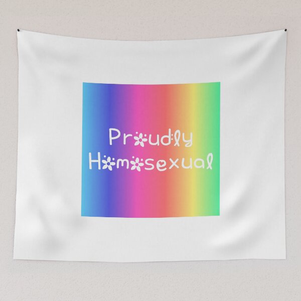 Item preview, Proudly Homosexual Rainbow Gradient Square Hippie Text designed and sold by everything4eva.