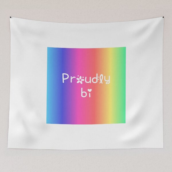 Item preview, Proudly Bisexual Rainbow Gradient Square Hippie Text designed and sold by everything4eva.