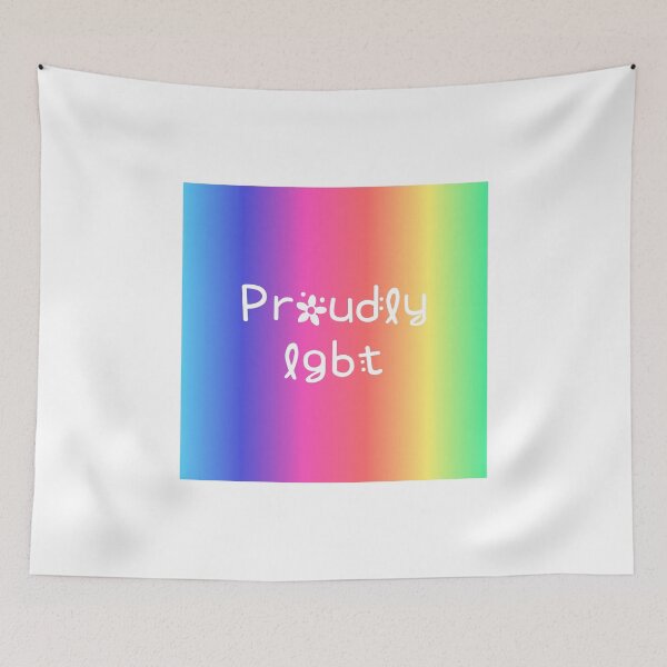 Item preview, Proudly LGBT Rainbow Gradient Square Hippie Text designed and sold by everything4eva.