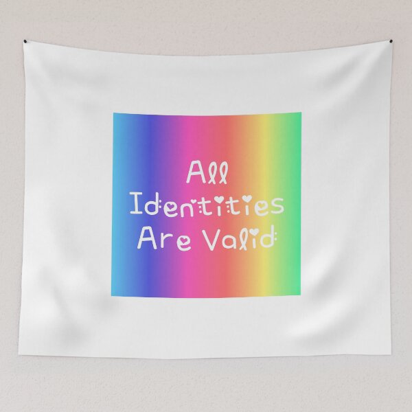 Item preview, All Identities Are Valid Rainbow Gradient Square Hippie Text designed and sold by everything4eva.