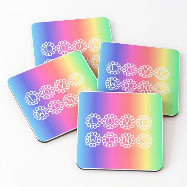 Item preview, Love Wins Rainbow Gradient Square Hippie Text 2 designed and sold by everything4eva.