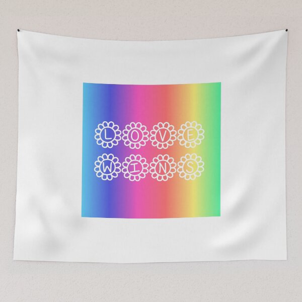 Item preview, Love Wins Rainbow Gradient Square Hippie Text 2 designed and sold by everything4eva.