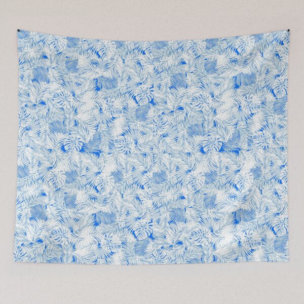 Item preview, blue tropical leaves pattern designed and sold by OMdesigns93.