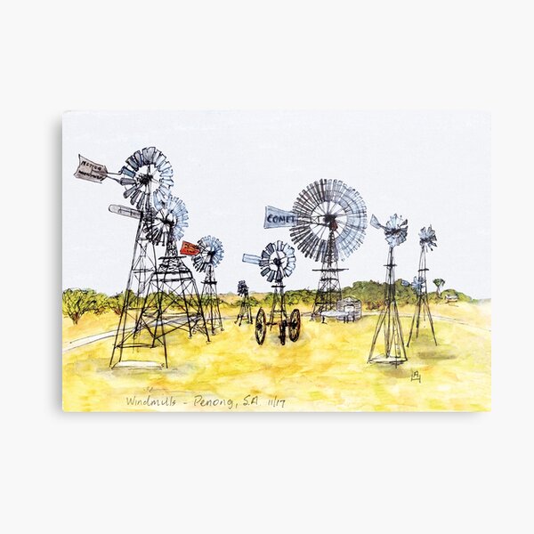 Australian Scene - Windmills - Penong, SA, Aus. Metal Print