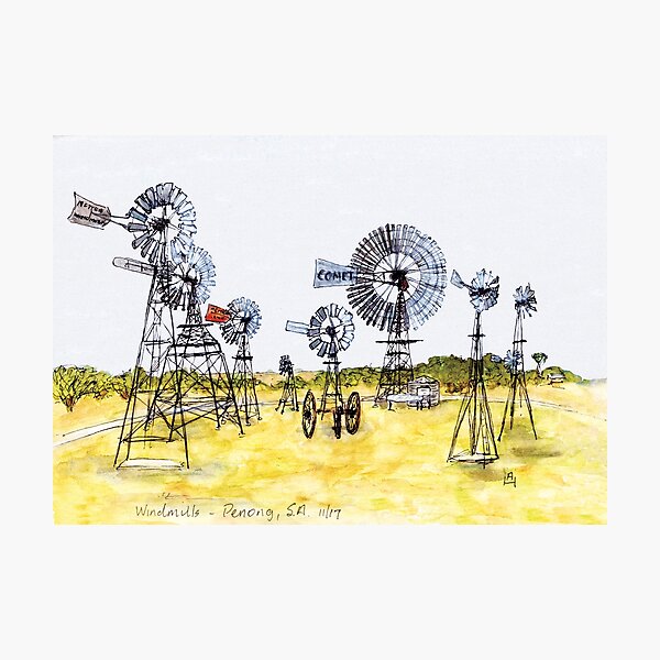 Item preview, Australian Scene - Windmills - Penong, SA, Aus. designed and sold by Anne Huth.
