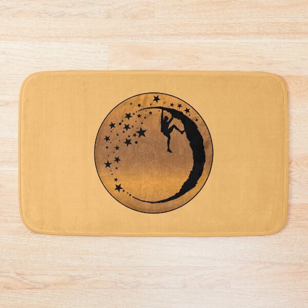 Item preview, Climber on the Moon Rock in Yellow Orange Bouldering Gift Mountain Adventure - Bouldering designed and sold by MadandMean.