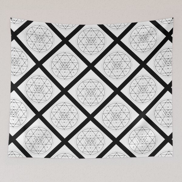 Item preview, Sri Yantra on Diagonal Plaid Pattern (Black and White) designed and sold by squishyrainbow.