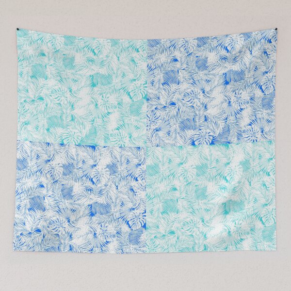 Item preview, blue / green leaves pattern tropical designed and sold by OMdesigns93.