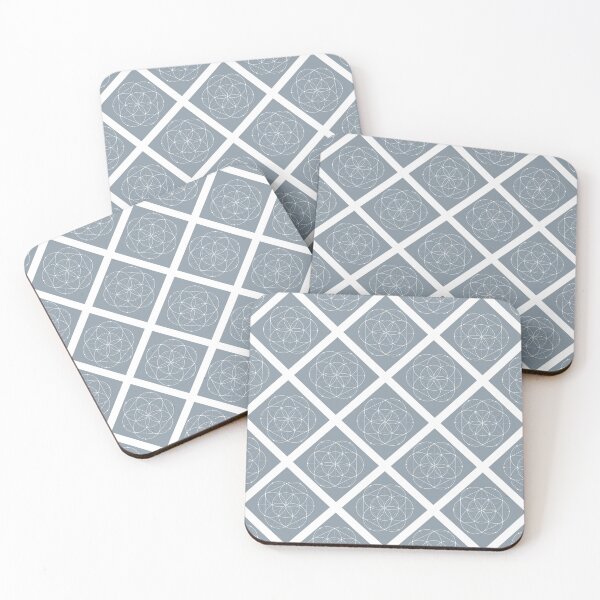 Item preview, Seed of LIfe on White Diagonal Plaid Pattern (Blue Gray) designed and sold by squishyrainbow.