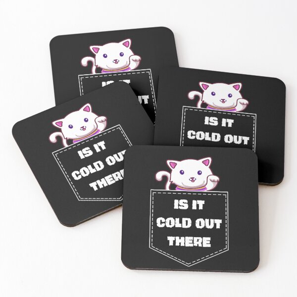 Item preview, Little cute cat asking from a pocket " is cold out there " - Digital Illustration designed and sold by OMCreative.