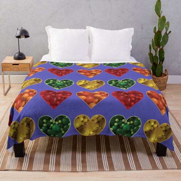 Item preview, Green, Yellow, Red, and Orange Candies in Heart Shapes on Purple designed and sold by BelindaFuller.