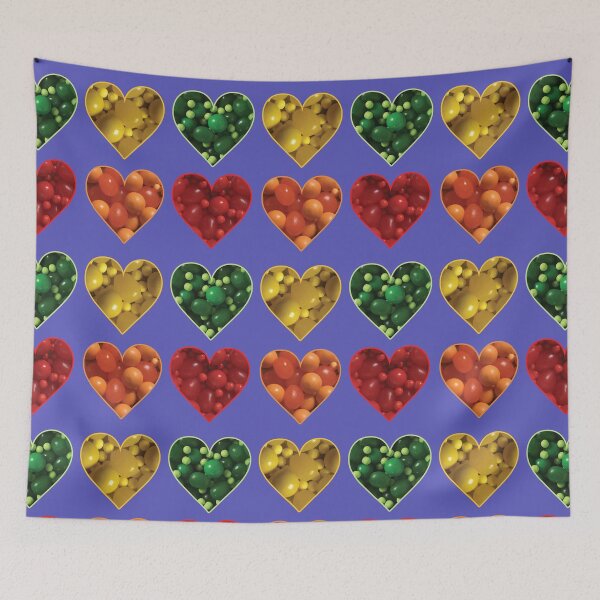 Item preview, Green, Yellow, Red, and Orange Candies in Heart Shapes on Purple designed and sold by BelindaFuller.