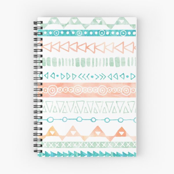 Item preview, Orange Peach Green Aqua Blue Hand Drawn watercolor geometric Pattern designed and sold by dreamingmind.