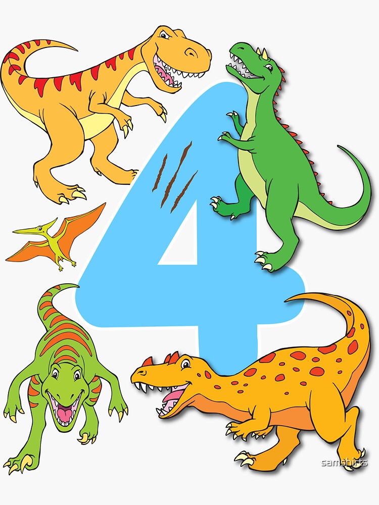 Sticker for Sale avec l'œuvre « Dinosaure anniversaire garçon 4
