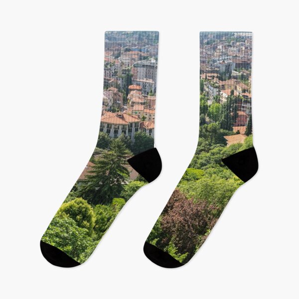 Item preview, Beautiful Bergamo Lombardy Italy - Citta Bassa Lower City and Po River Valley from the Venetian Walls designed and sold by Georgia Mizuleva.
