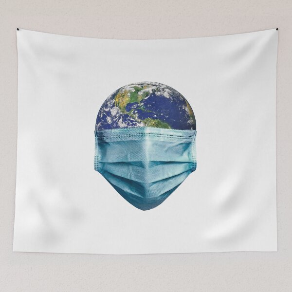 Item preview, Earth With Face Mask Pandemic Concept Poster designed and sold by DFLC Prints.