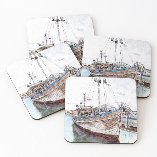 Item preview, Australian Scene - Old timber crayfish boat - Success - Port Lincoln, SA, Aus. designed and sold by Anne Huth.