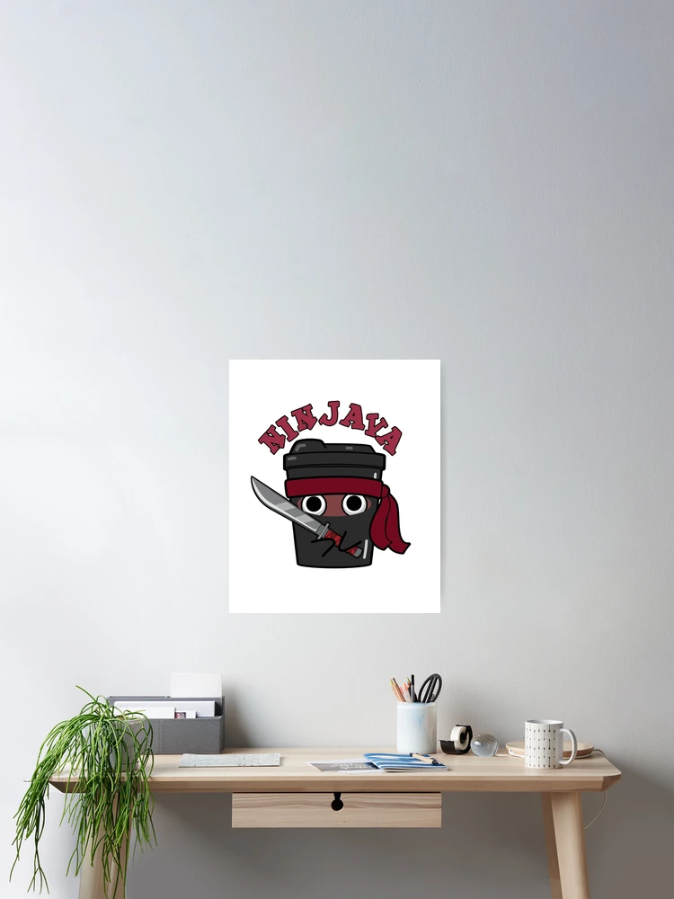 Thumbnail 2 of 3, Poster, Ninjava Ninja Java Funny Coffee Puns designed and sold by punnybone.