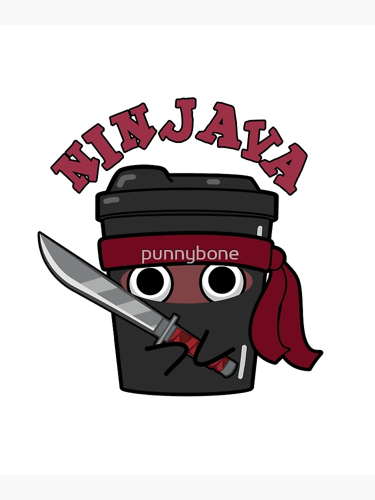 Thumbnail 3 of 3, Poster, Ninjava Ninja Java Funny Coffee Puns designed and sold by punnybone.