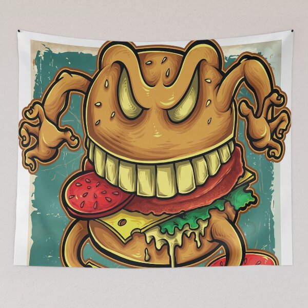 Item preview, Burger Cartoon Hamburger Cheese Burgers Trading Card Foodie designed and sold by ProjectX23.