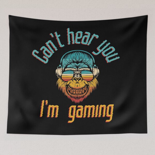 Item preview, can't hear you i'm gaming funny monkey  designed and sold by Drahmed.