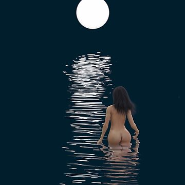 Artwork thumbnail, young woman bathes in dark water by Mike Kiev art