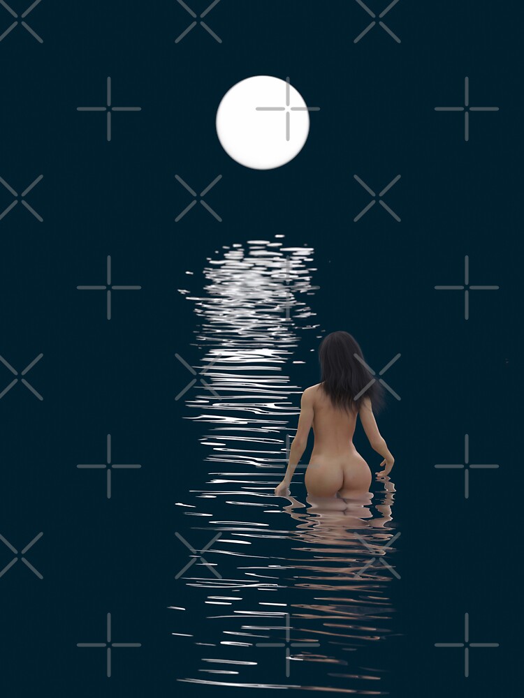 Thumbnail 3 of 3, Sticker, young woman bathes in dark water designed and sold by mikekiev.