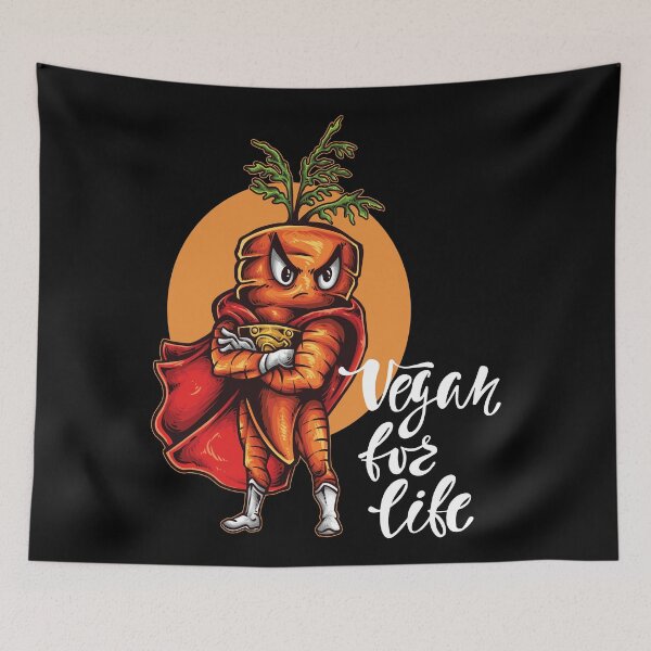 Item preview, Vegan for Life Angry Carrot Foodietoon Vegetable SuperHero Strong Powerlifter Bodybuilder designed and sold by ProjectX23.
