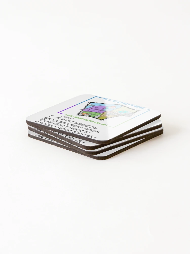 Thumbnail 4 of 5, Coasters (Set of 4), Algorithm Definition Funny Programming Definition designed and sold by Hapo Team.