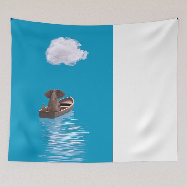 Item preview, elephant and dog sail in a boat at blue sea 2 designed and sold by Mike Kiev art.