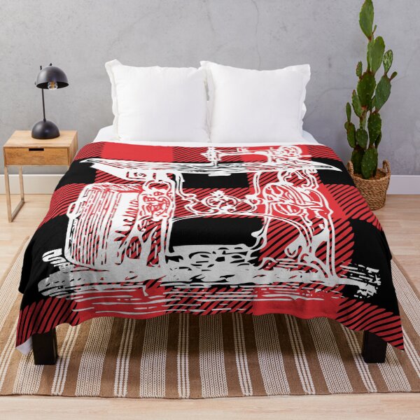 Item preview, Antique Sewing Machine in Red Buffalo Plaid Background designed and sold by Vintage-TM.