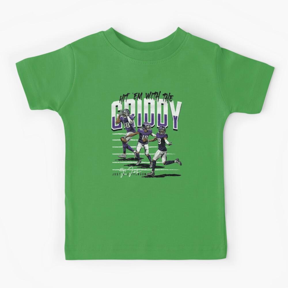 Youth Justin Jefferson Griddy Sketch Minnesota Kid's T-Shirt