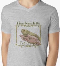 Camiseta para hombre de cuello en v Yo Súper Creo en Ti Tad Cooper