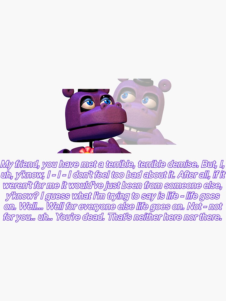 "FNAF Mr.Hippo" Sticker for Sale by GeorgeWolf | Redbubble