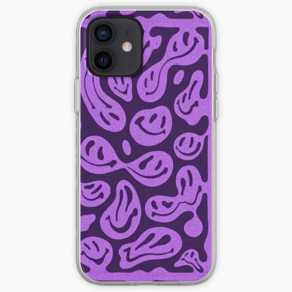 Purple Psychedelic Melted Smiley Face Pattern iPhone Soft Case