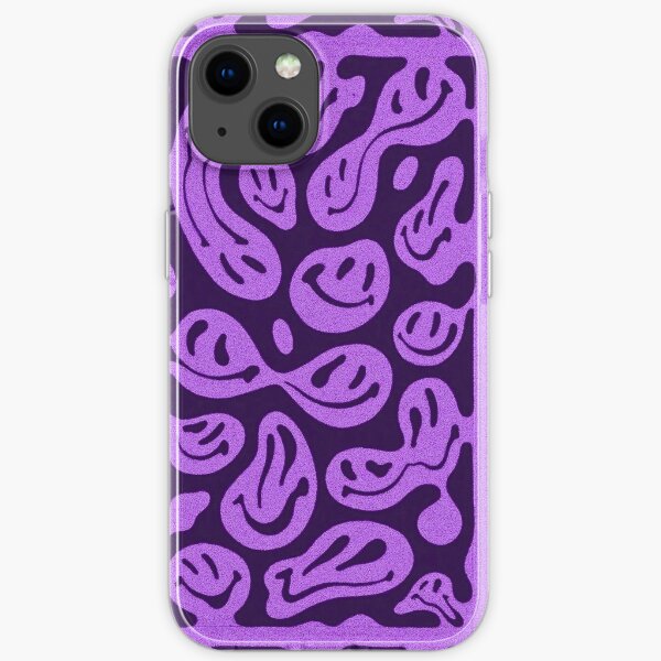Purple Psychedelic Melted Smiley Face Pattern iPhone Soft Case