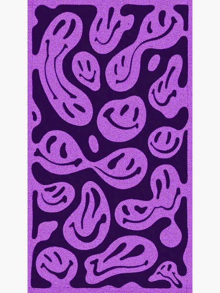 Purple Psychedelic Melted Smiley Face Pattern Greeting Card By Ladybirddesigns Redbubble