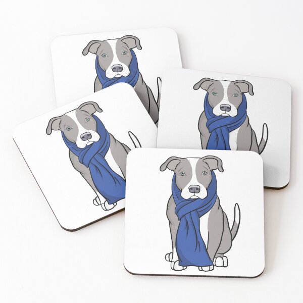Item preview, Gray Pit Bull with Blue Scarf  designed and sold by rmcbuckeye.