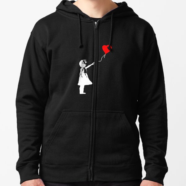 Banksy niña globo Sudadera con capucha y cremallera