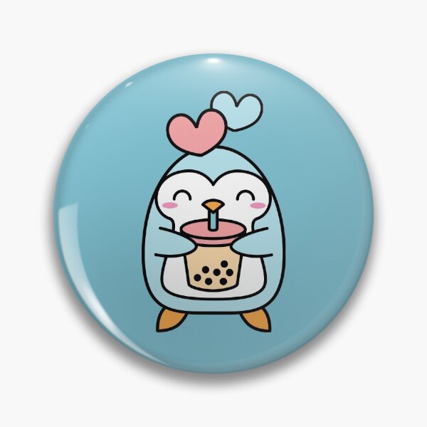 Item preview, Cute Bubble Tea and Penguin Heart Pattern designed and sold by BobaTeaMe.