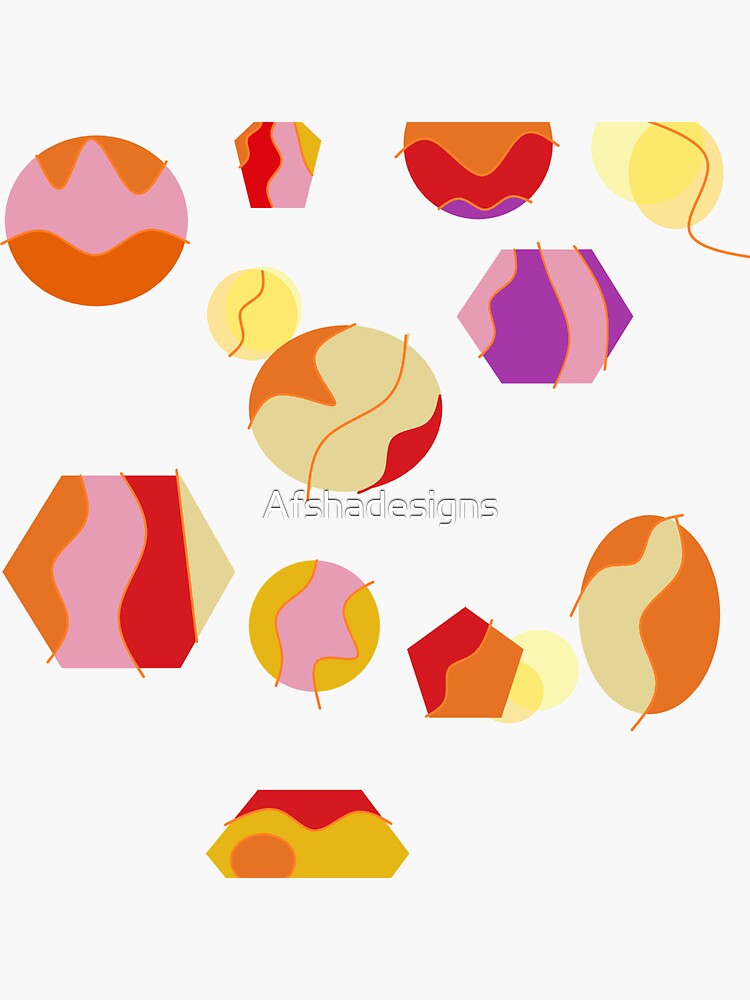 Colourful Geometric Shapes Sticker For Sale By Afshadesigns Redbubble