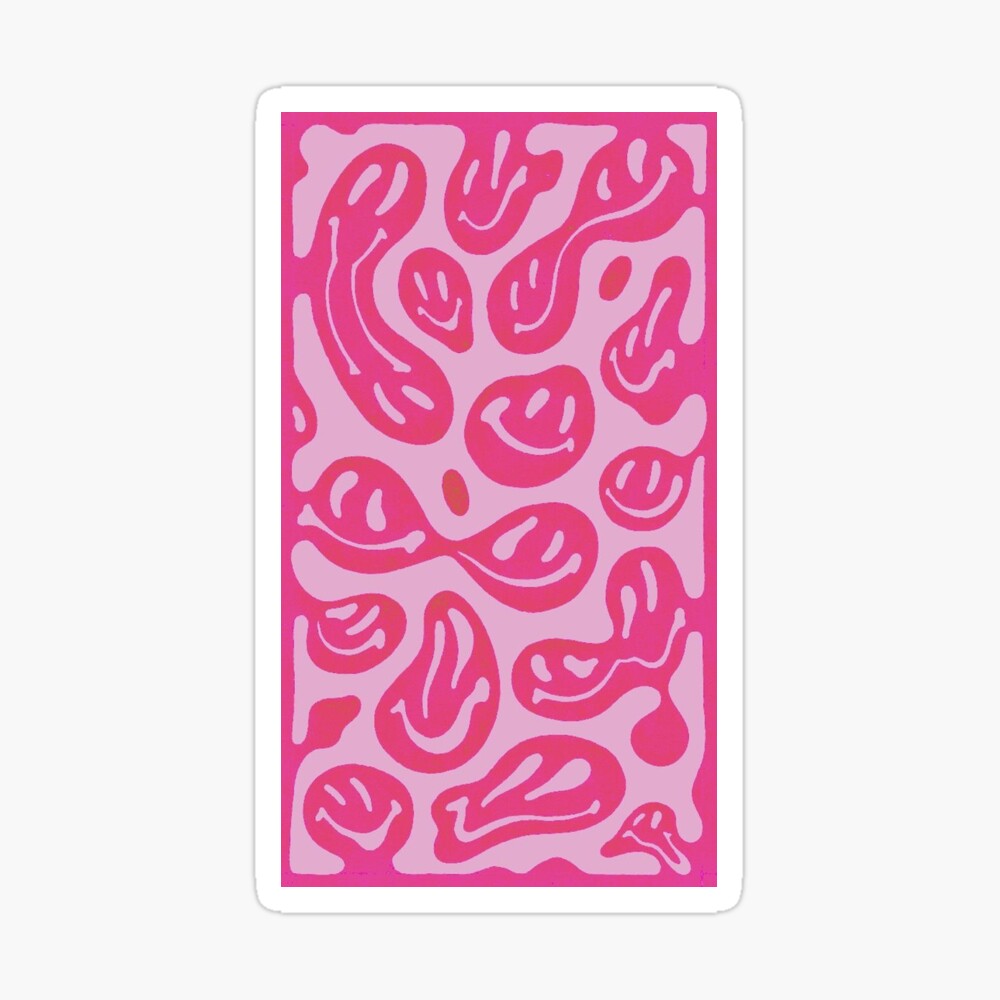 Hot Pink Melted Smiley Face Psychedelic Pattern Canvas Print For Sale By Ladybirddesigns Redbubble