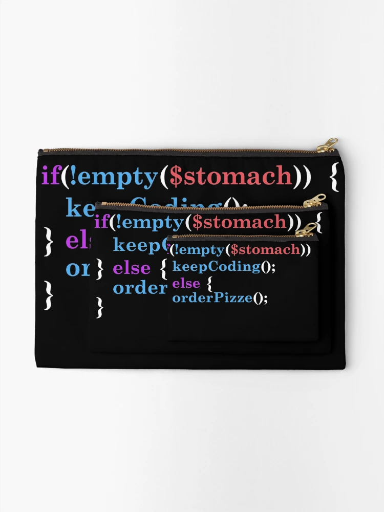 Thumbnail 2 of 4, Zipper Pouch, Hungry Coder Programming Programmer Pizza Monkey Code designed and sold by Hapo Team.