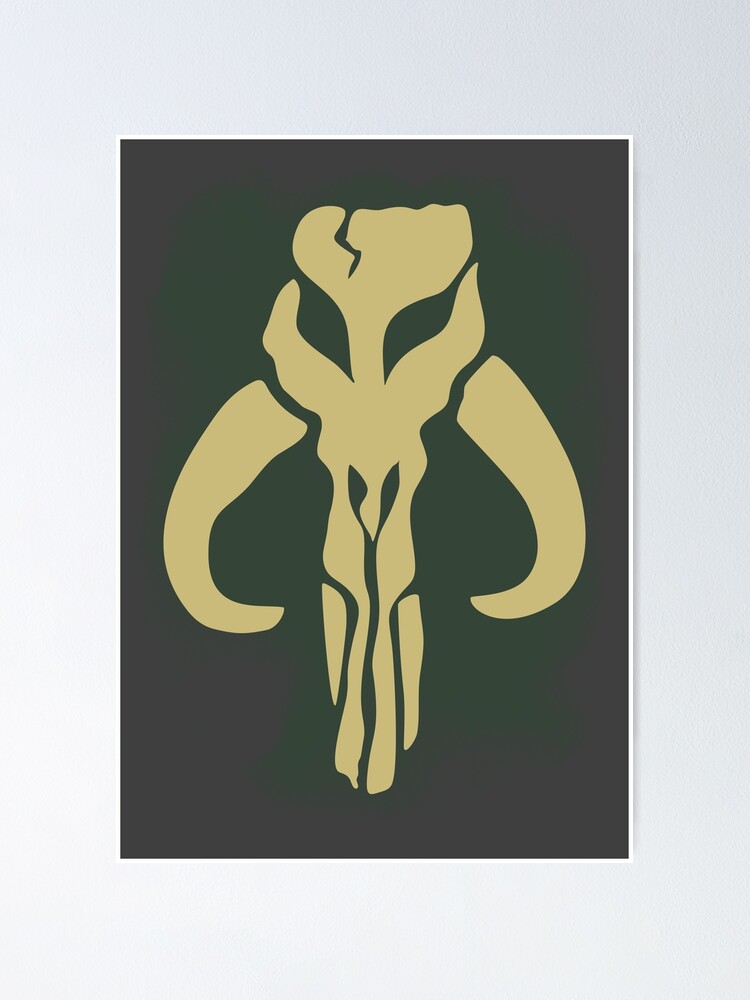 Mandalorian Skull Yellow with spray paint Poster
