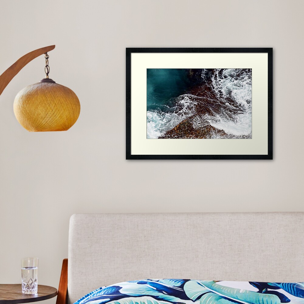 Natural Abstract - Water Over Rocks Framed Art Print