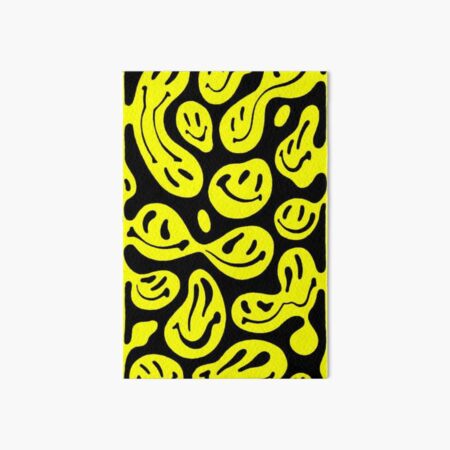 Black And Yellow Melted Smiley Face Psychedelic Pattern Art Board Print By Ladybirddesigns Redbubble