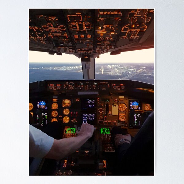 Item preview, Cockpit view of commercial jet airplane landing on airport designed and sold by Aviation Tees.