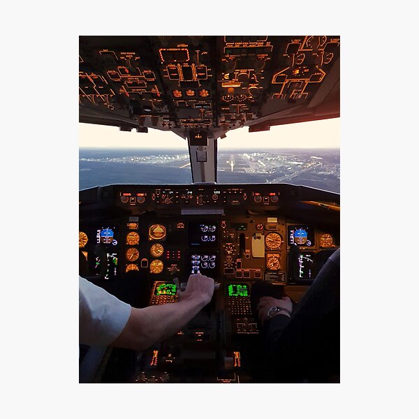 Item preview, Cockpit view of commercial jet airplane landing on airport designed and sold by Aviation Tees.