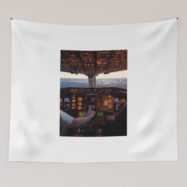 Item preview, Cockpit view of commercial jet airplane landing on airport designed and sold by Aviation Tees.